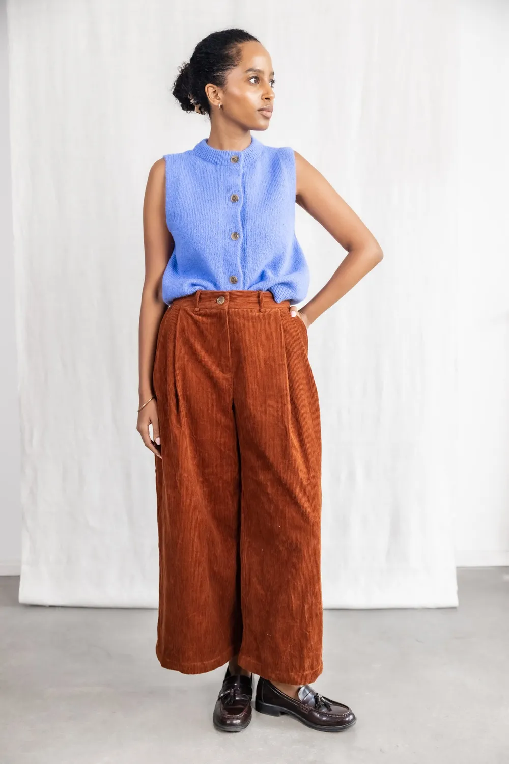 Jyoti Fair Works Awasi culottes velluto marrone