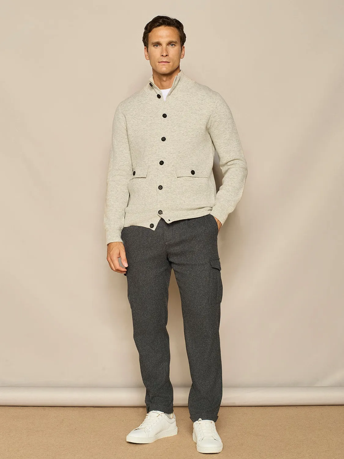 Paul Taylor Bomber Maglia Grigio Melange Finezza 7