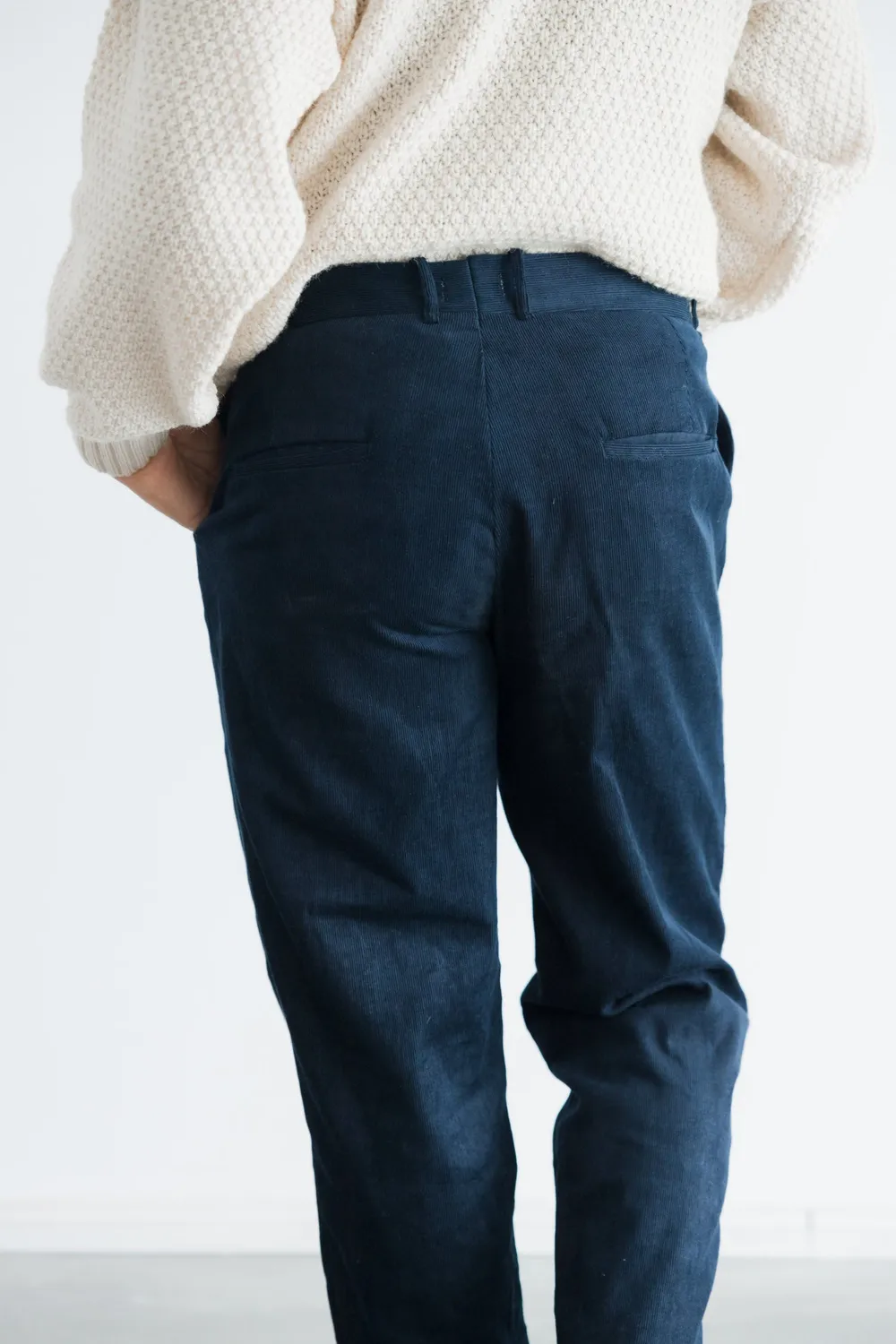 Jyoti Sameer pantaloni velluto cotone blu notte
