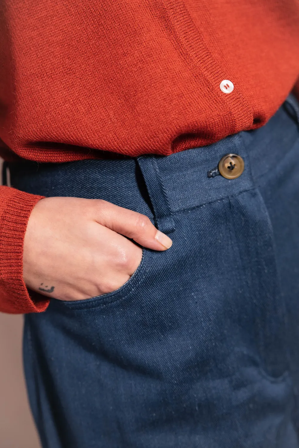 Jyoti Tarani jeans denim cotone vita alta larghi