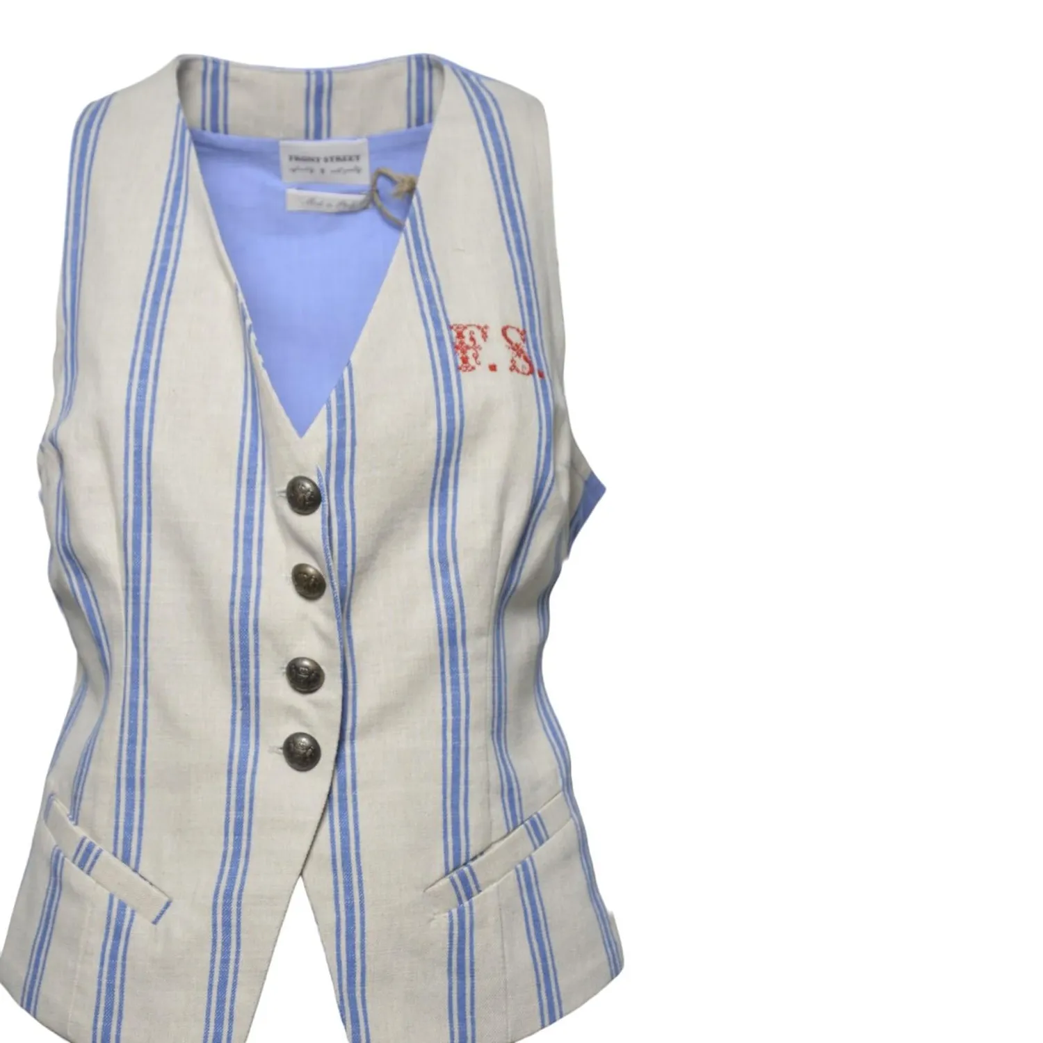 Front Street 8 36944 gilet corda azzurro cotone