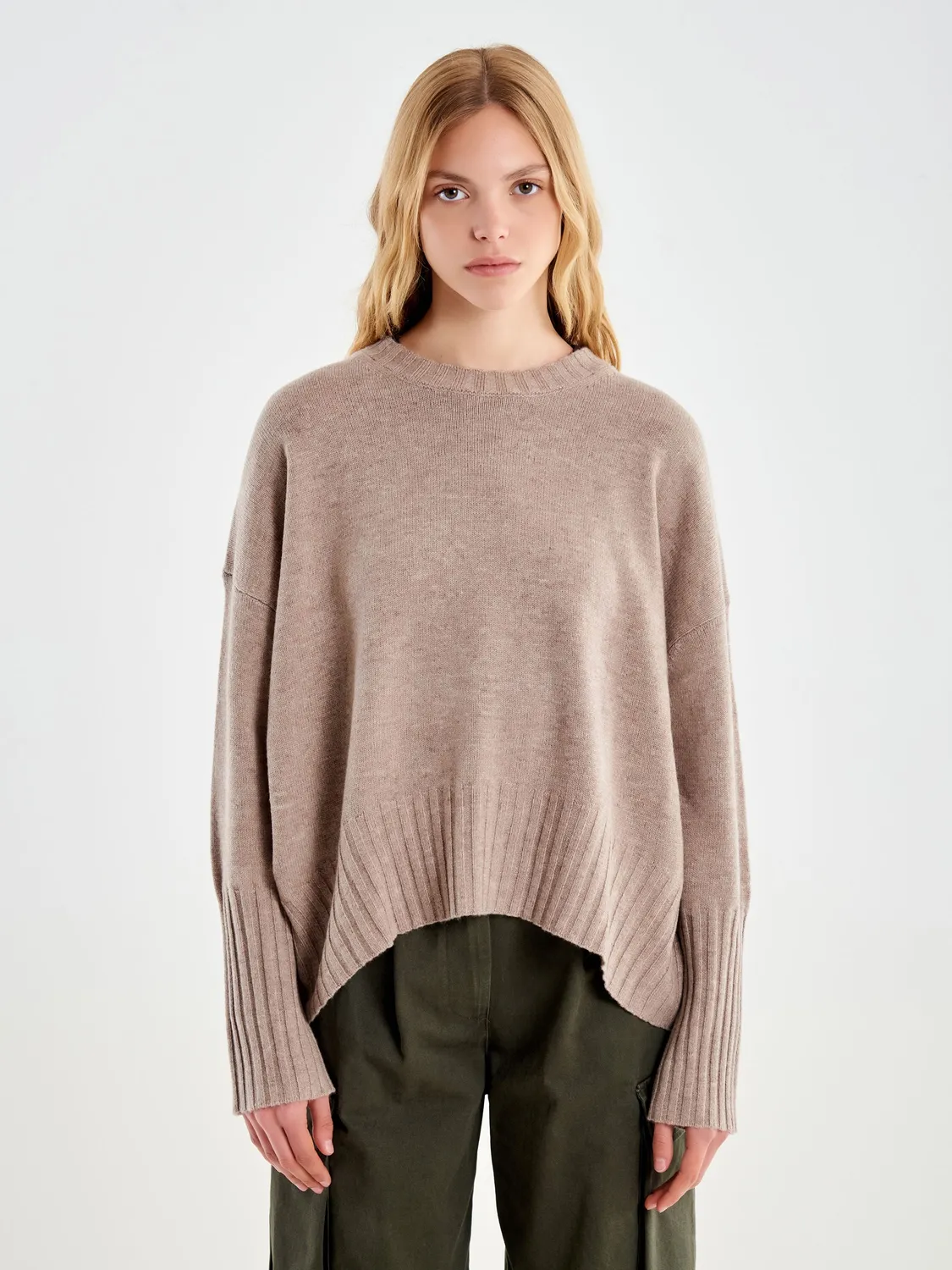 Vicolo pull girocollo beige lana 100% taglia unica