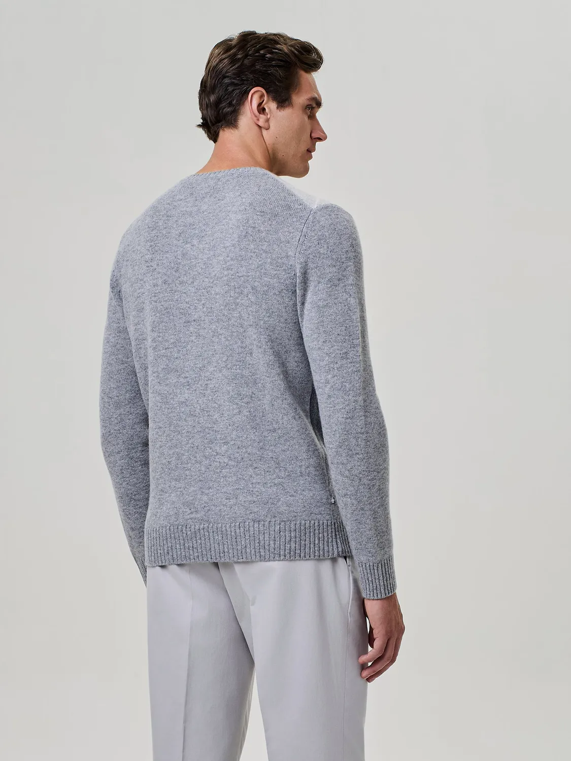Paul Taylor Girocollo Misto Cashmere Rombi Maglia Grigio Medio