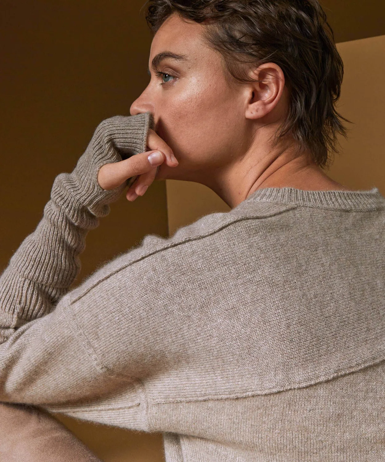 Rodier Maglione Cashmere Donna Scollo V Tortora 4 Fili