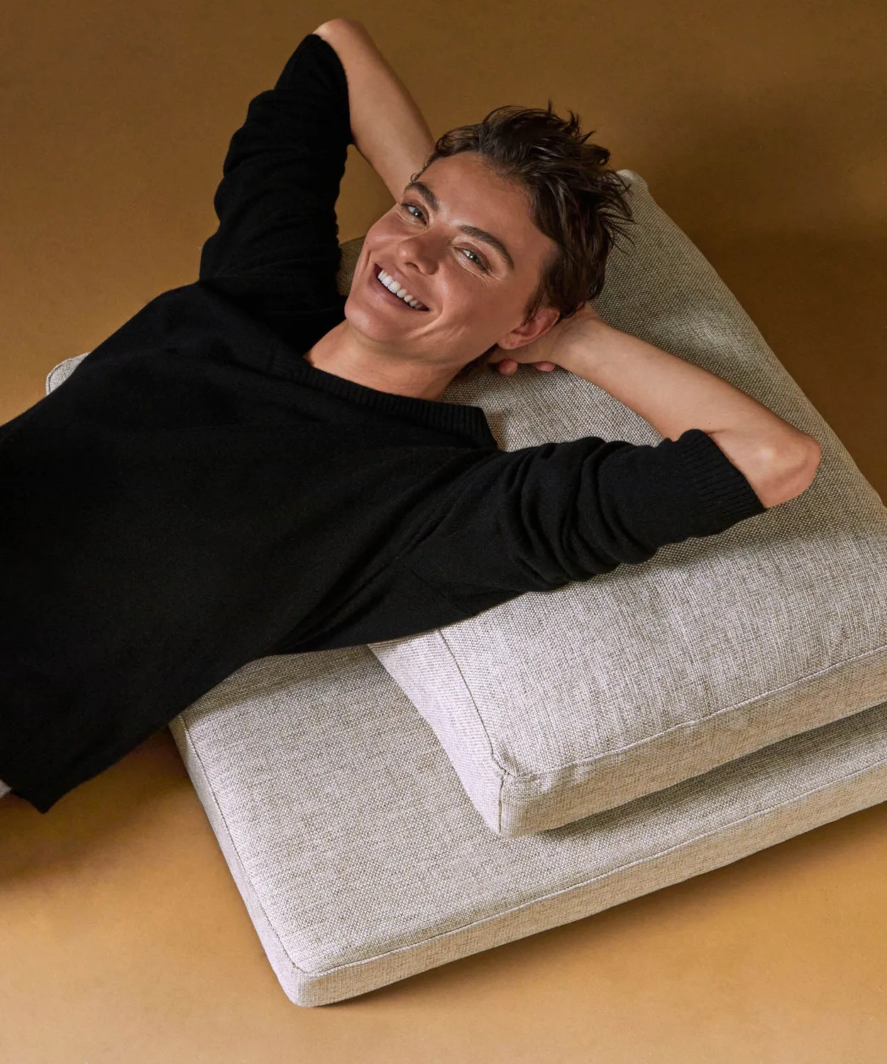 Rodier maglione oversize scollo a V cashmere nero 2 fili