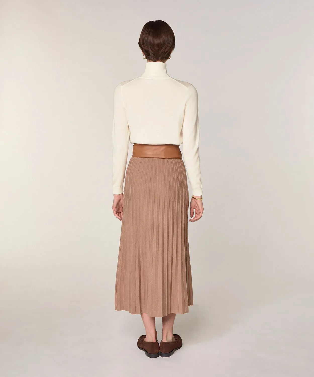 Rodier Maglione Dolcevita Lana Merino Bianco Ecru Collo Alto