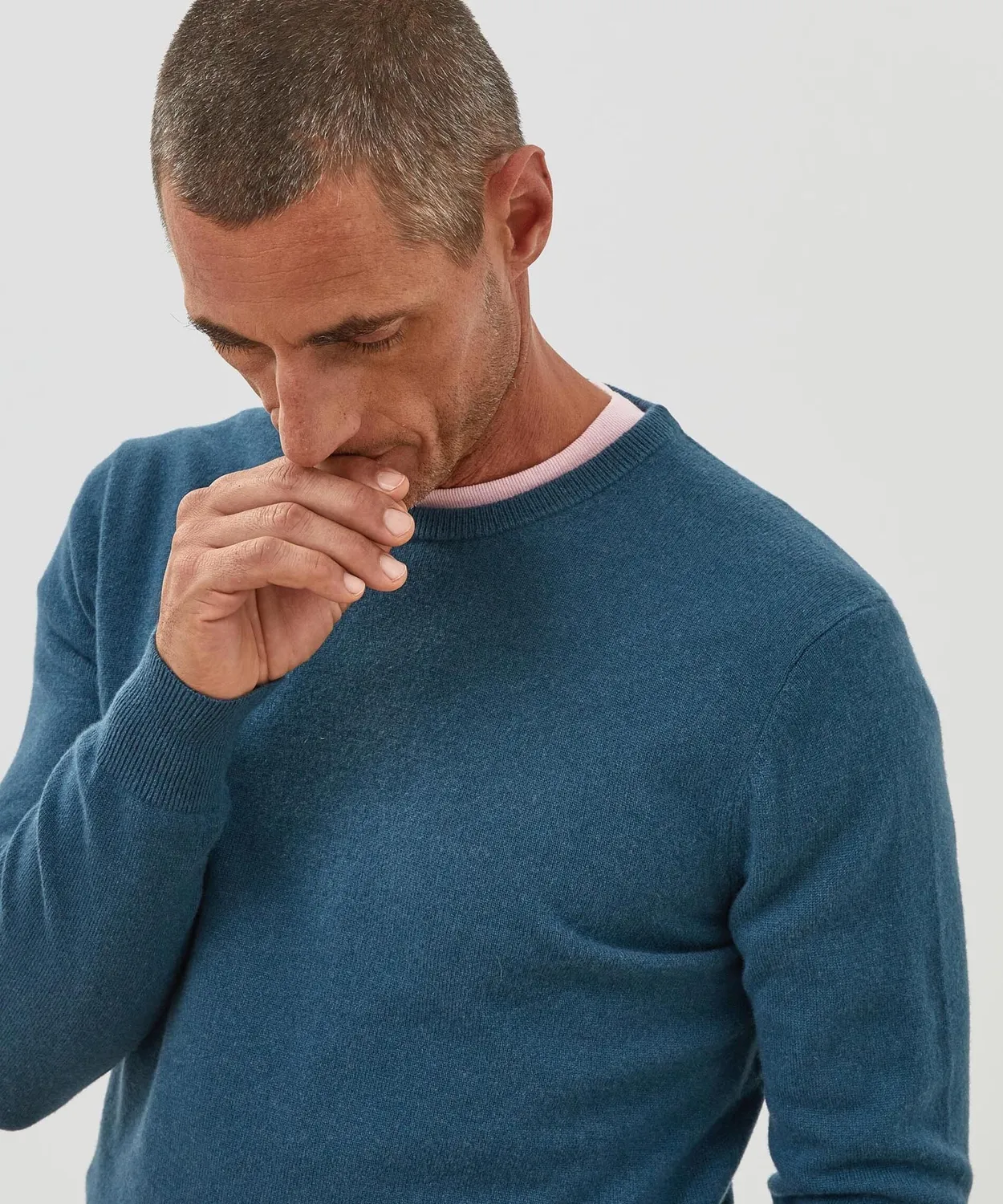 Rodier maglione girocollo uomo cashmere azzurro