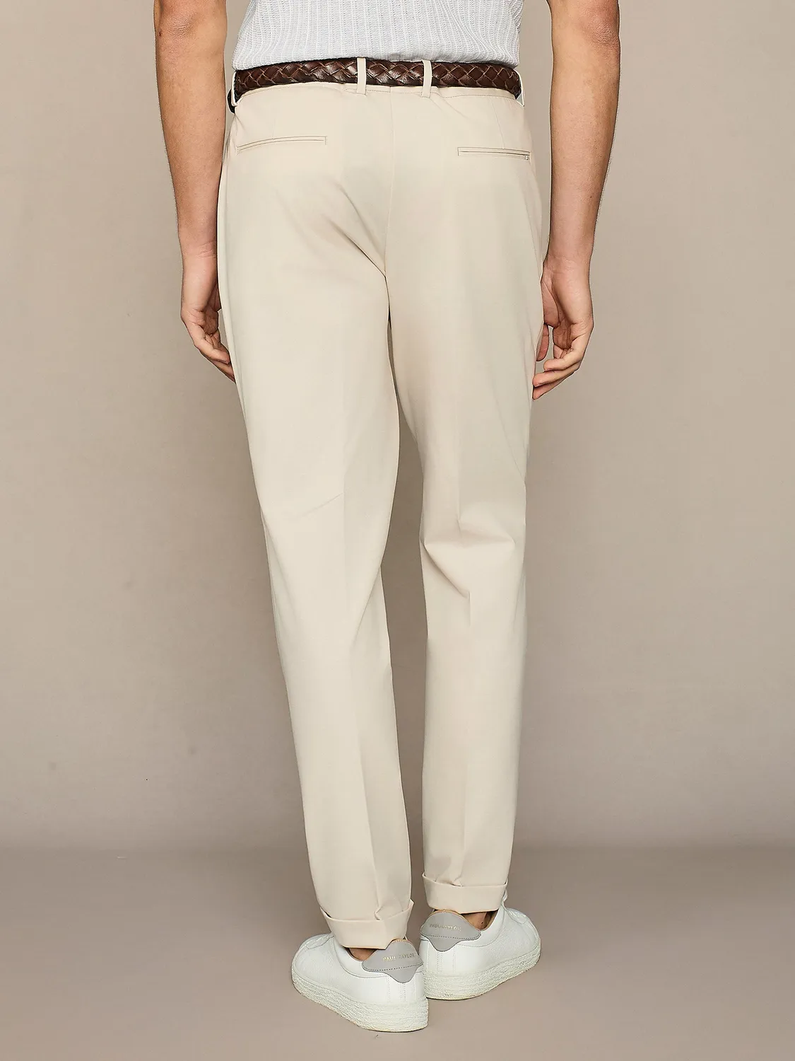 Paul Taylor Pantalone Jersey Tencel Burro