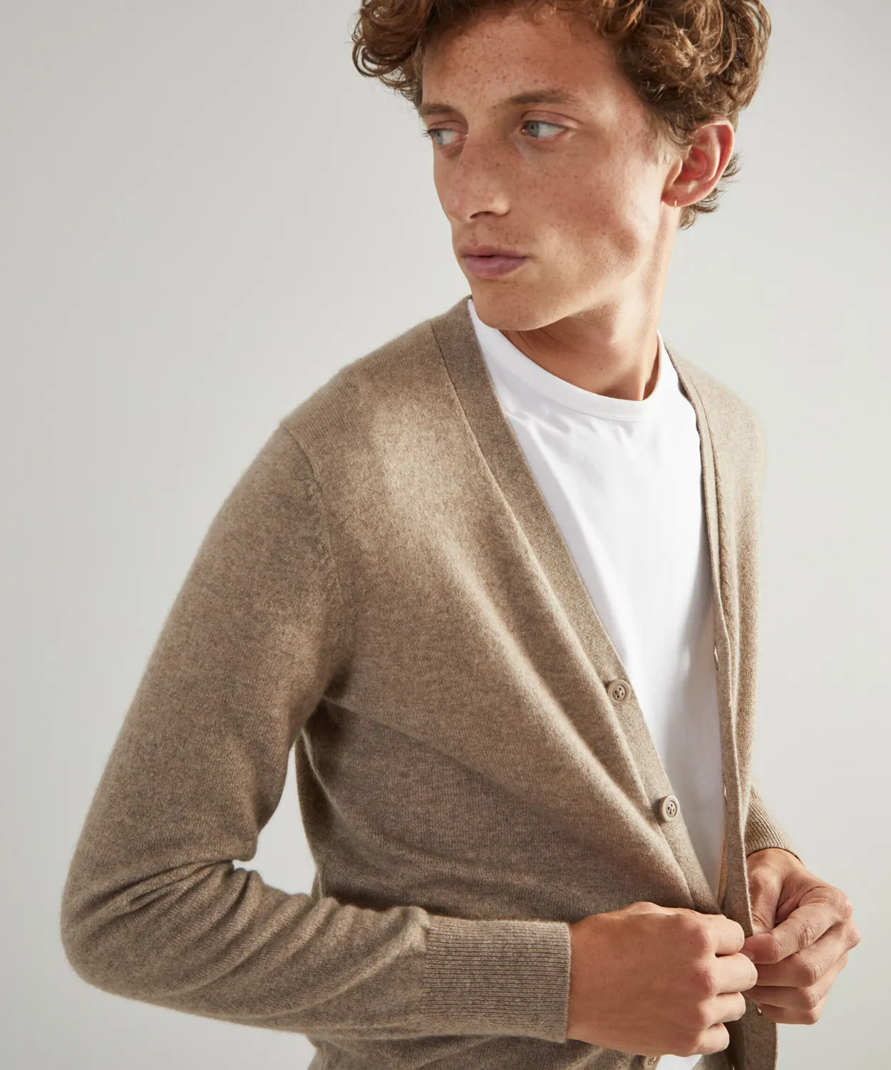 Rodier Cardigan Cashmere 2 Capi Marrone Tortora Uomo