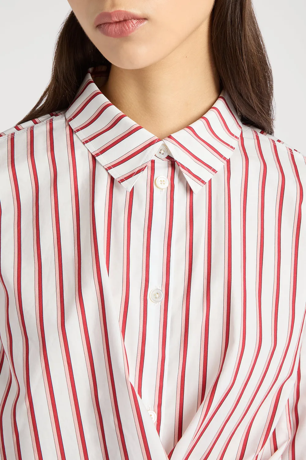 PORTS Amalfi Coast camicia righe bianco rosa cotone
