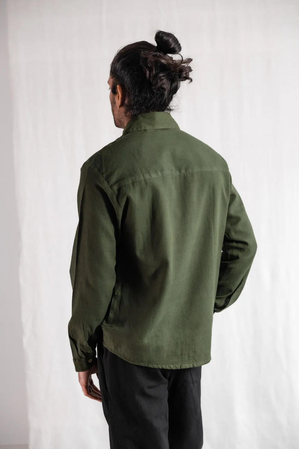 Jyoti Himat camicia uomo cotone verde oliva