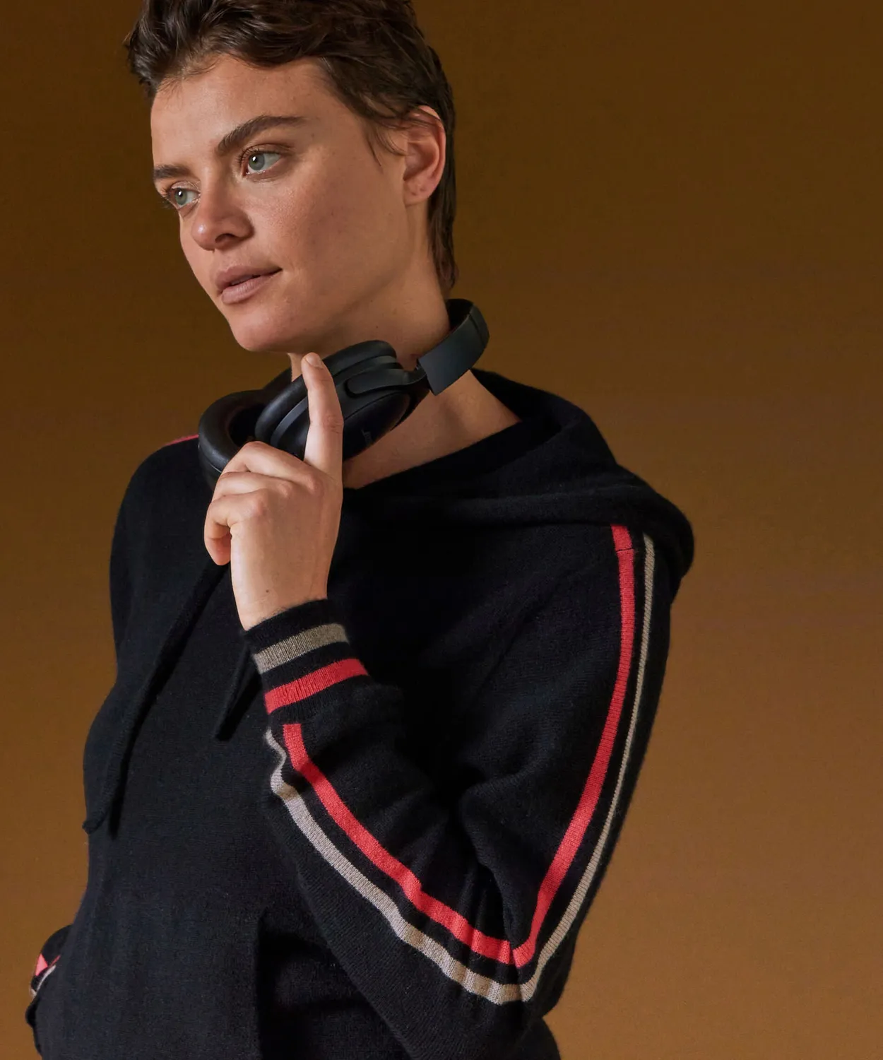 Rodier Maglione con Cappuccio in Cashmere Nero 100%