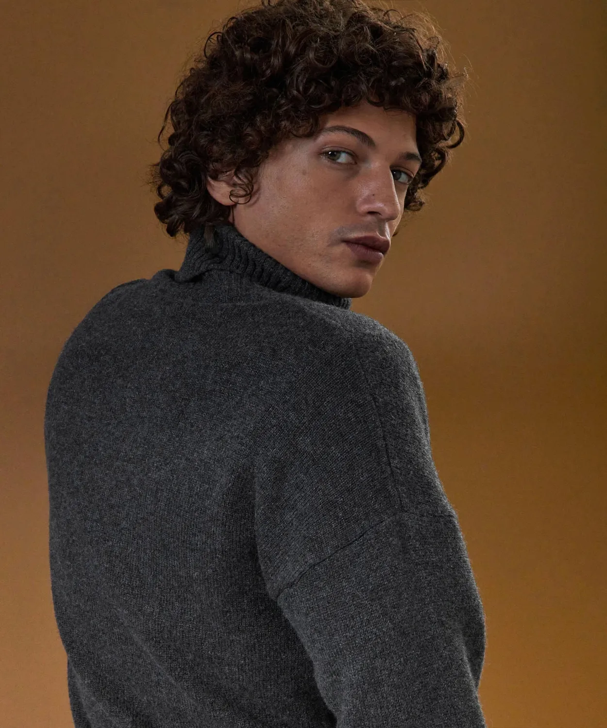 Rodier maglione cashmere collo alto grigio antracite 100% cashmere