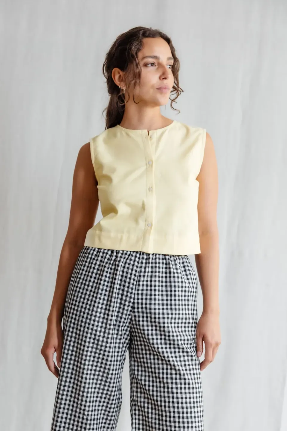 Jyoti Fair Works Diyan top cotone giallo limone