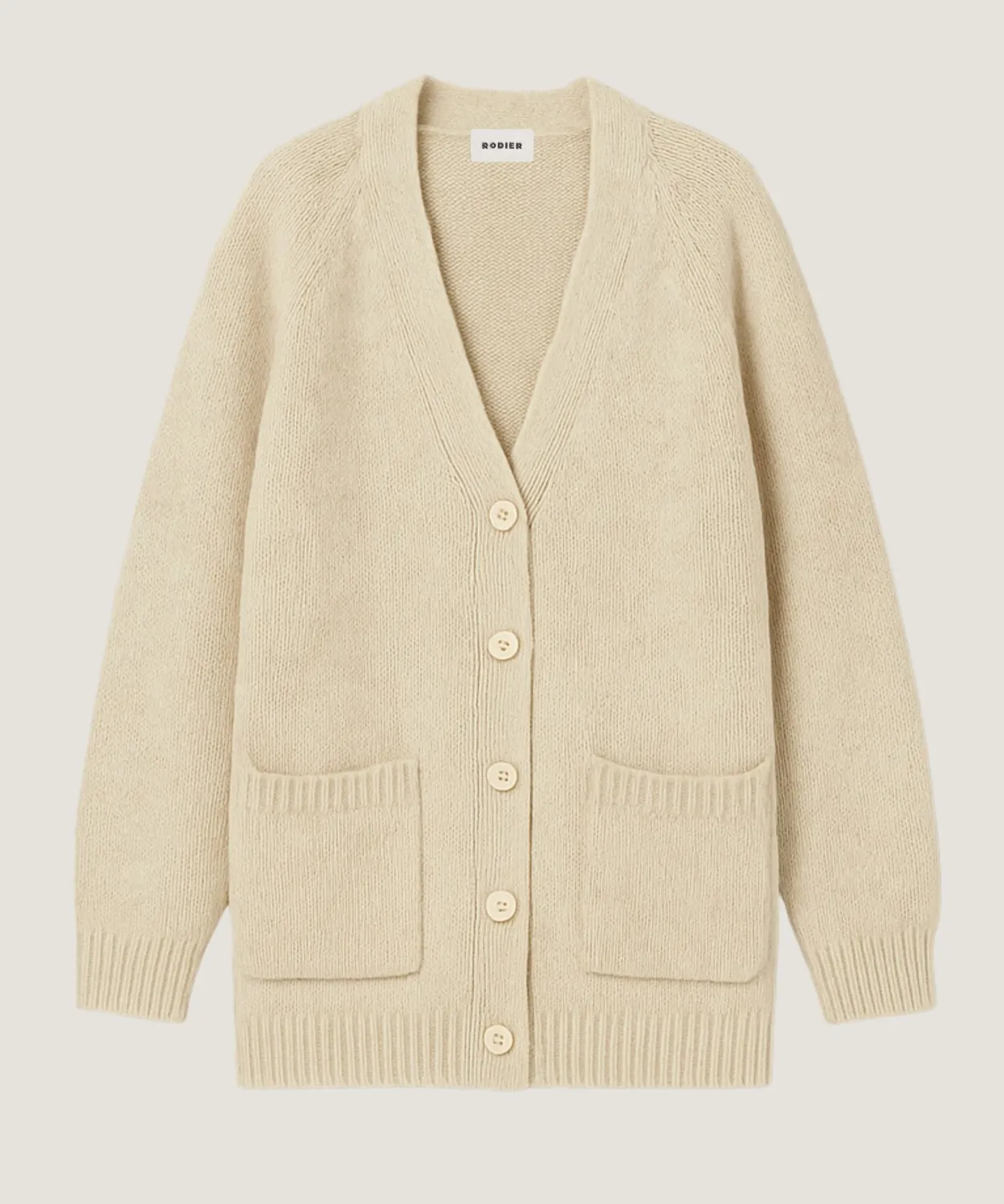 Rodier cardigan oversize traforato avorio cotone lana