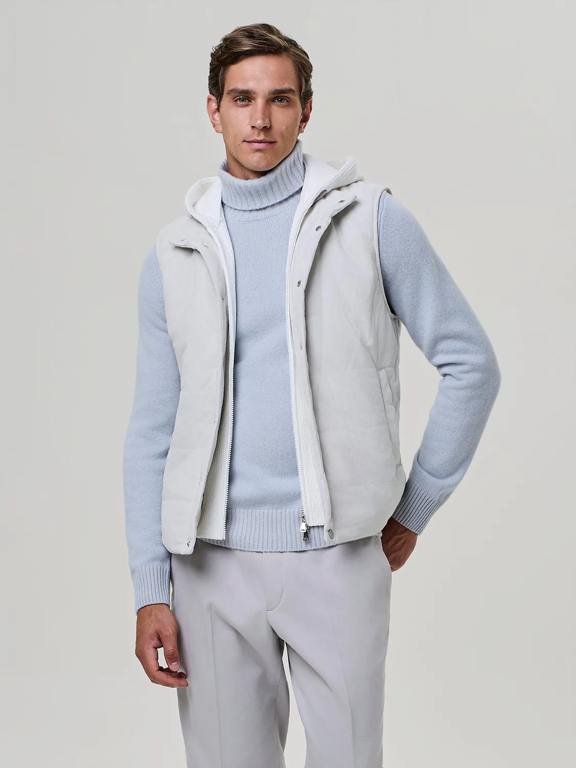 Paul Taylor smanicato suede ghiaccio pettorina maglia