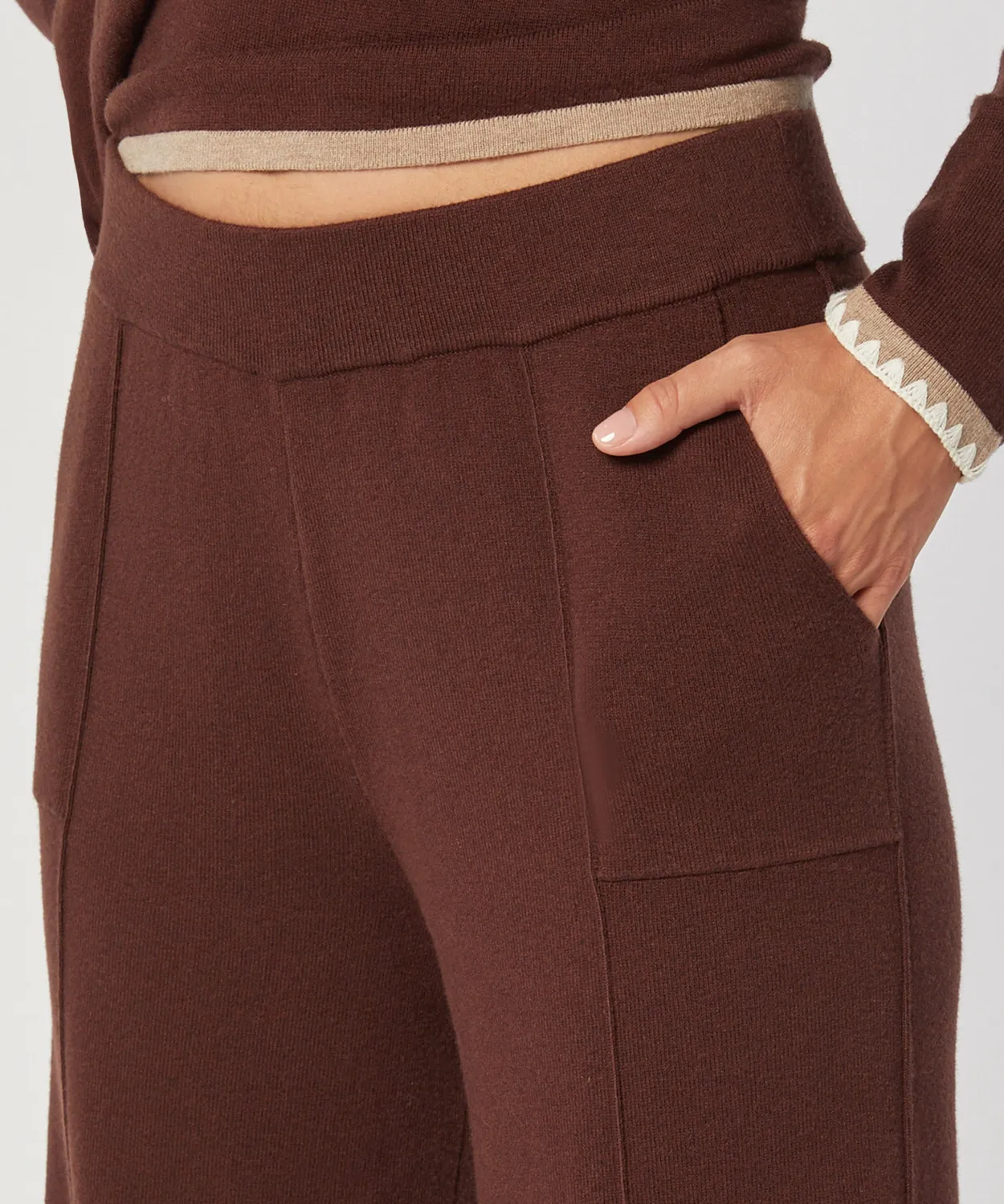 Rodier pantaloni maglia larghi marrone donna