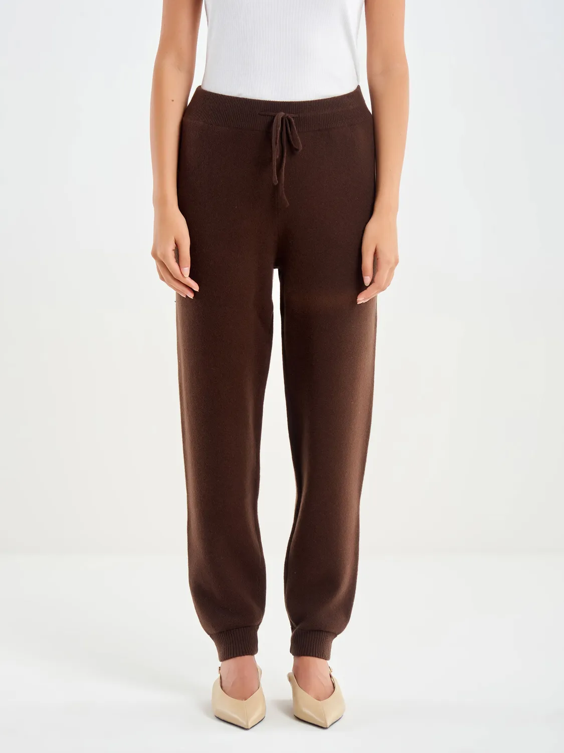 Vicolo Pantalone Jogger in Lana moro 100% lana