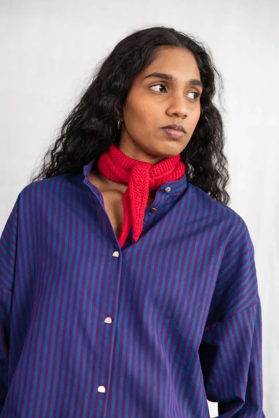 Jyoti Hawali Stripe camicia cotone righe blu mora