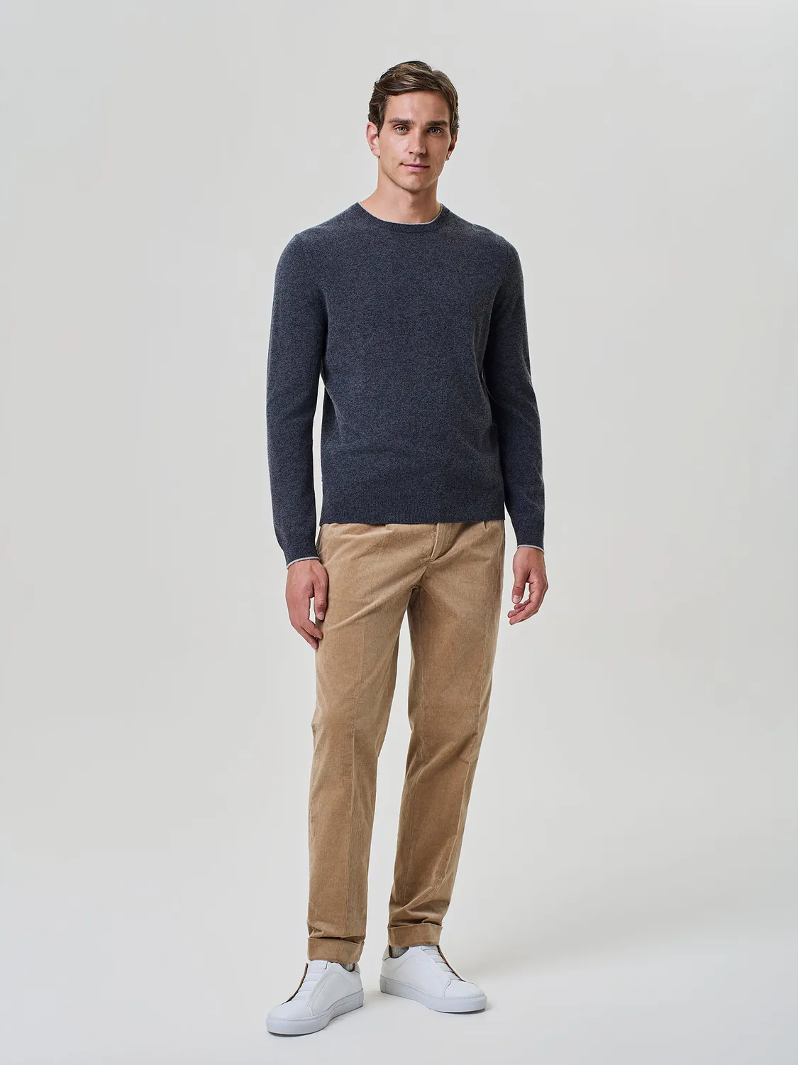 Paul Taylor Maglia Girocollo Misto Cashmere Grigio Scuro