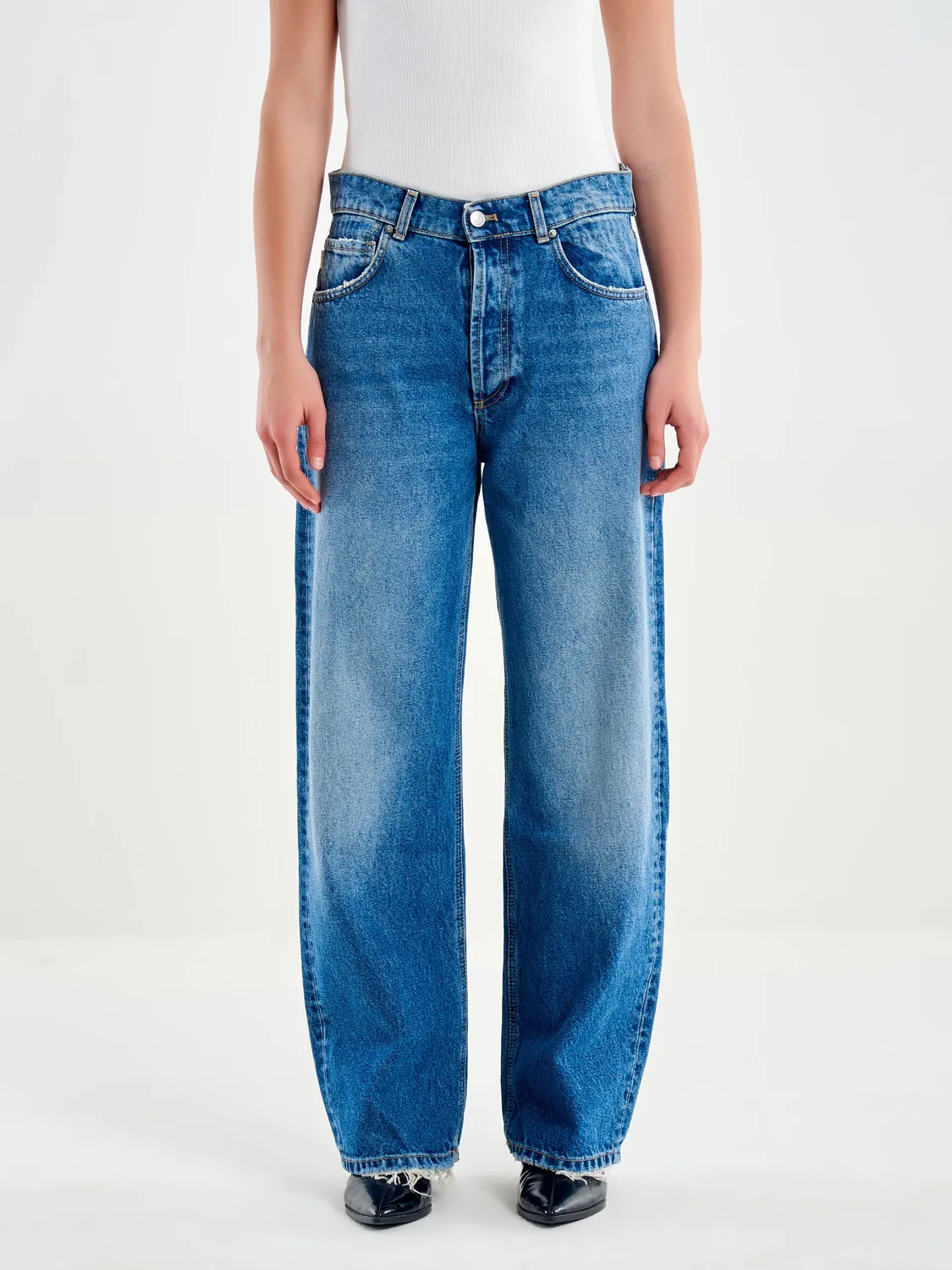 VICOLO Jeans Bernadette loose fit blu cotone