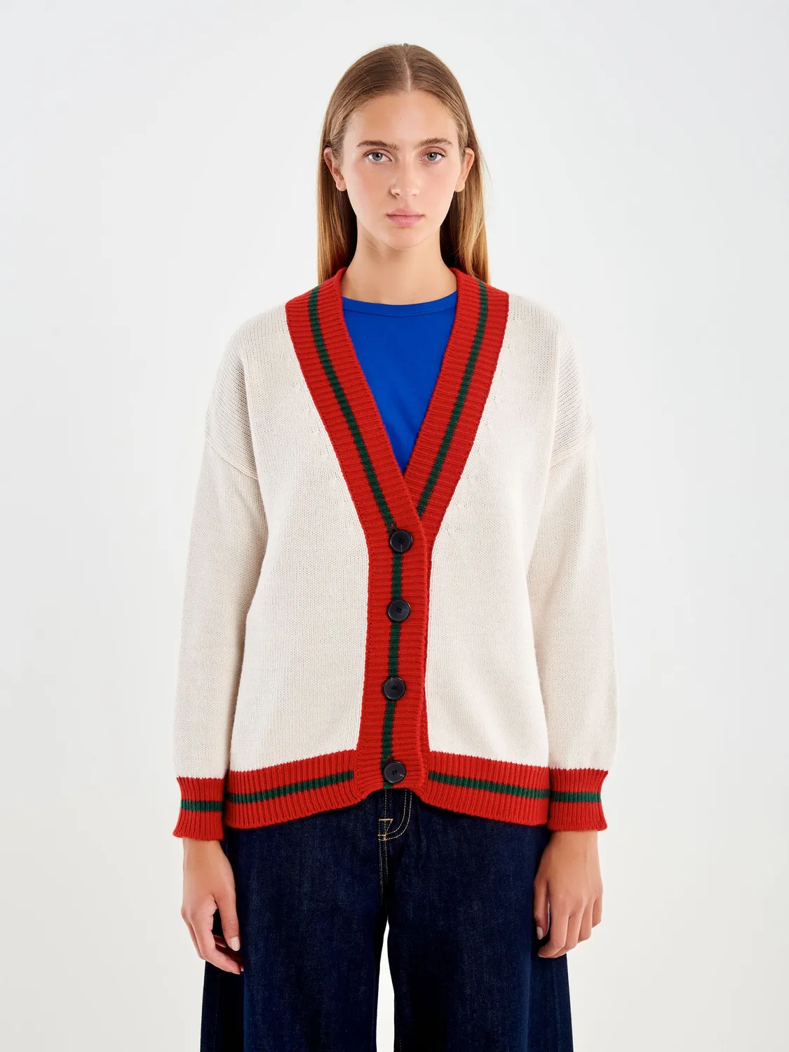 Vicolo Cardigan College beige scollo a V