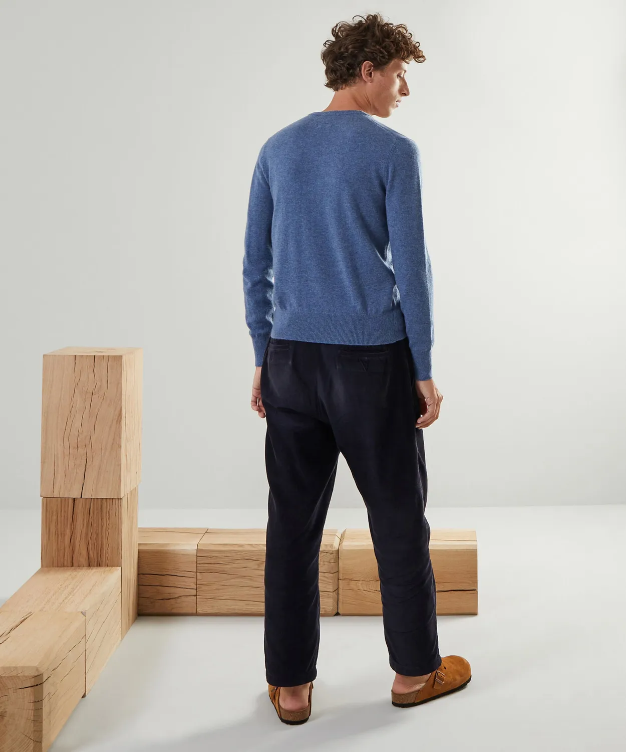Rodier maglione uomo cashmere scollo V blu