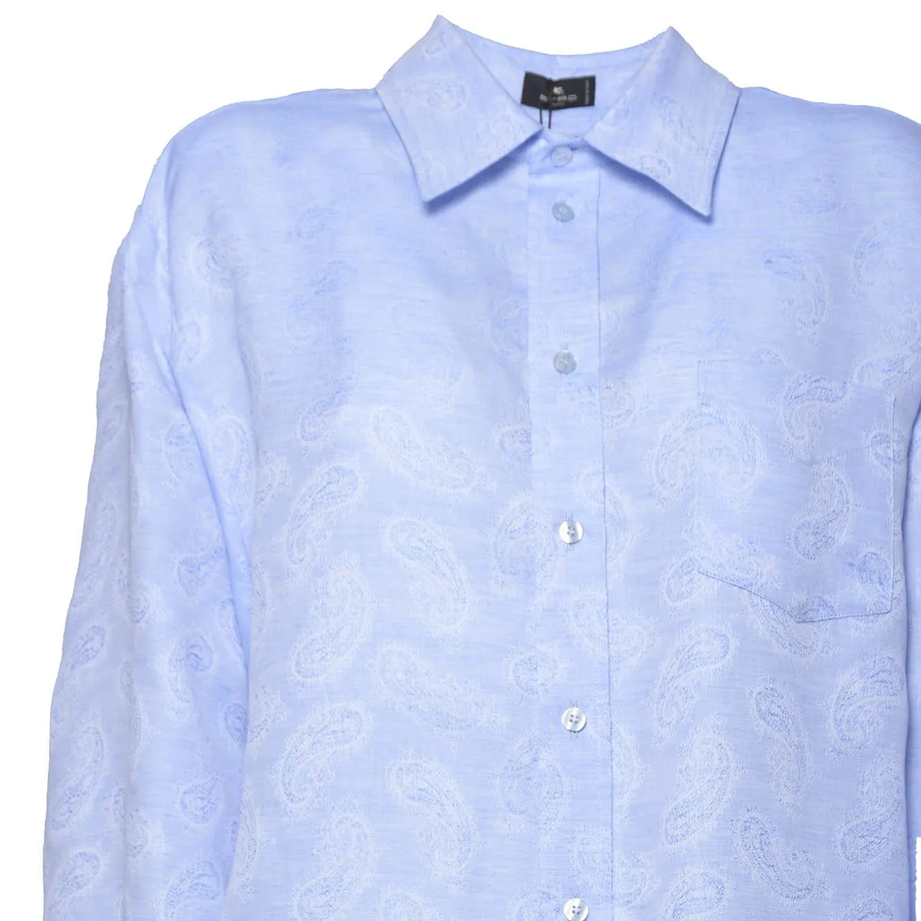 Etro WRIA008299TJEJ1 camicia azzurra 42 lino cotone
