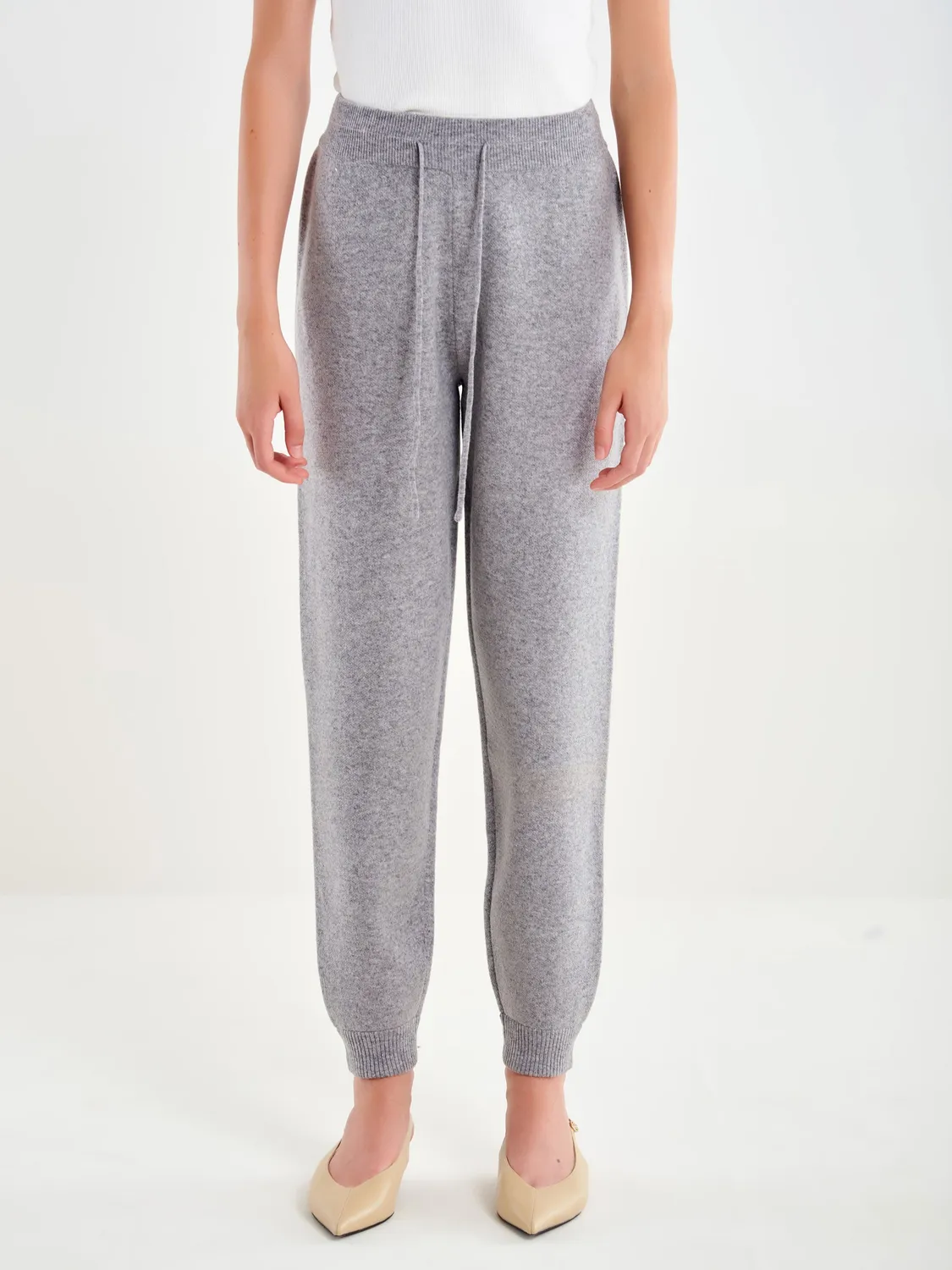 Vicolo Pantalone Jogger in Lana grigio 100% lana