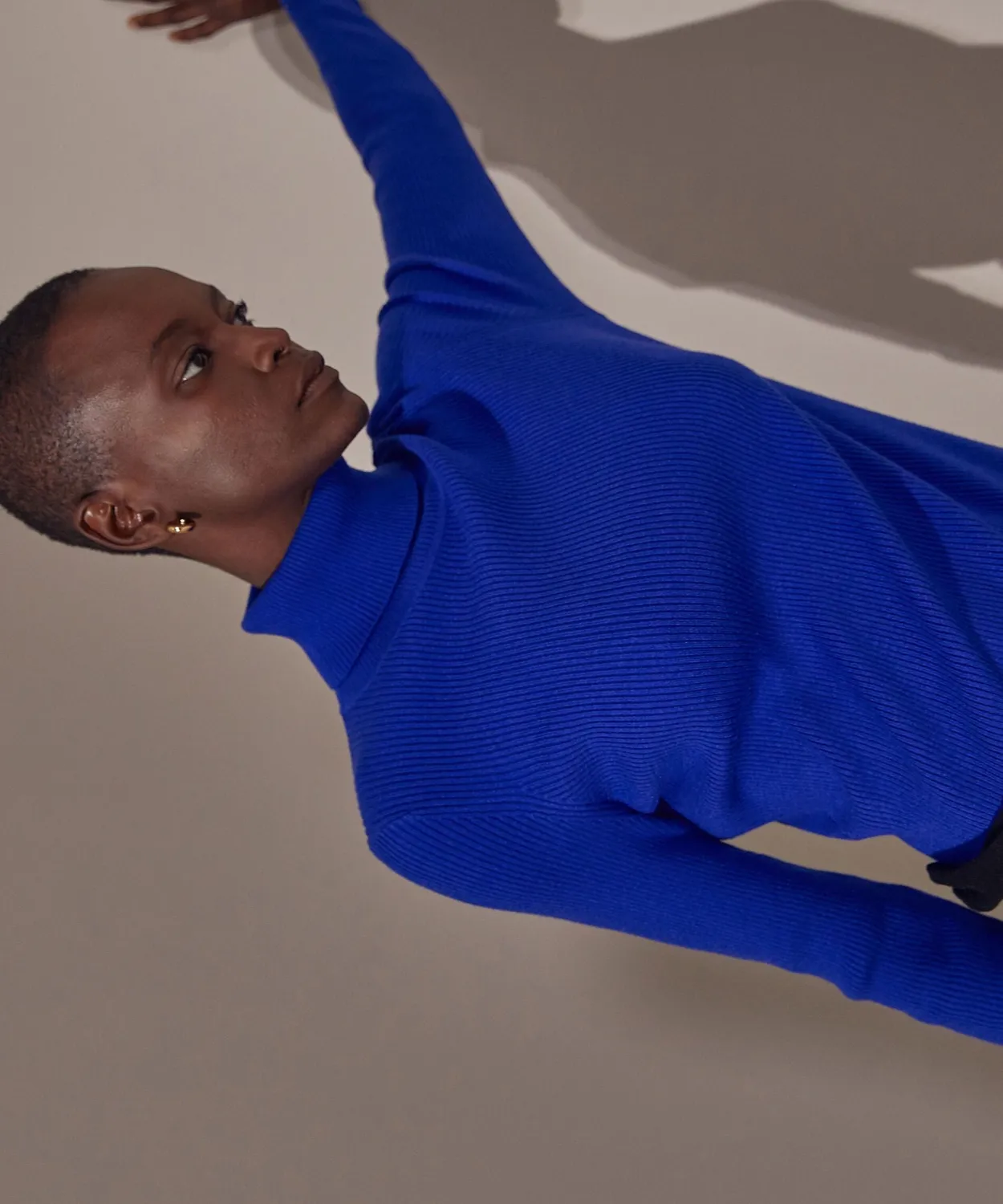 Rodier abito maglia collo alto midi blu oltremare