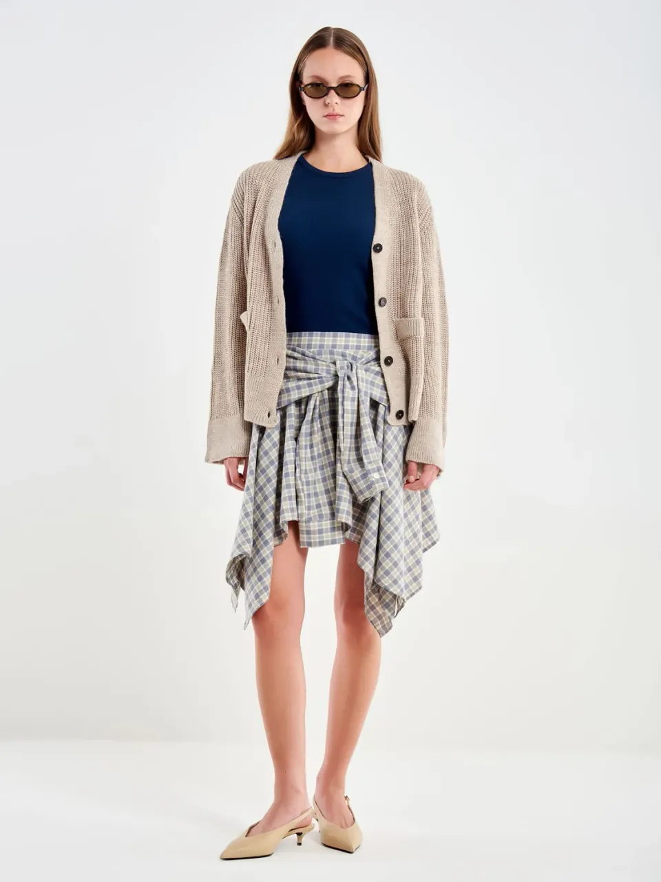 Vicolo Gonna Rettangolo Svasata Beige Taglia S