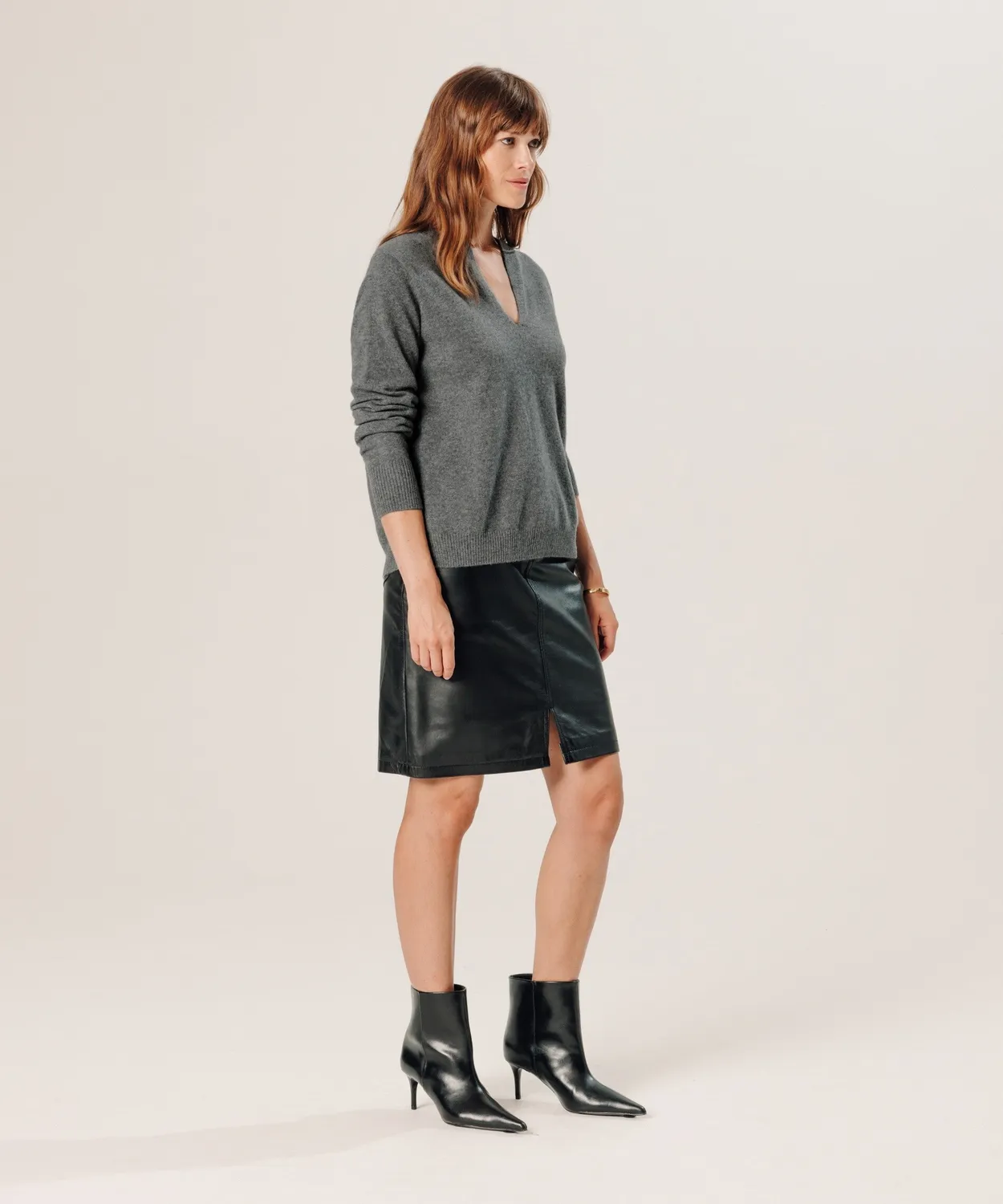 Rodier maglia cashmere collo tunisino grigio