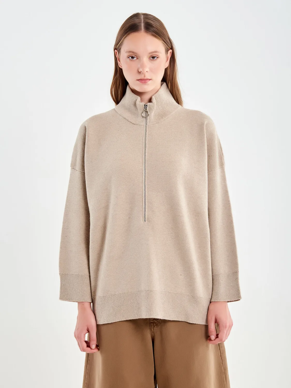 Vicolo Pull Camionneur maglia beige Unica misto lana