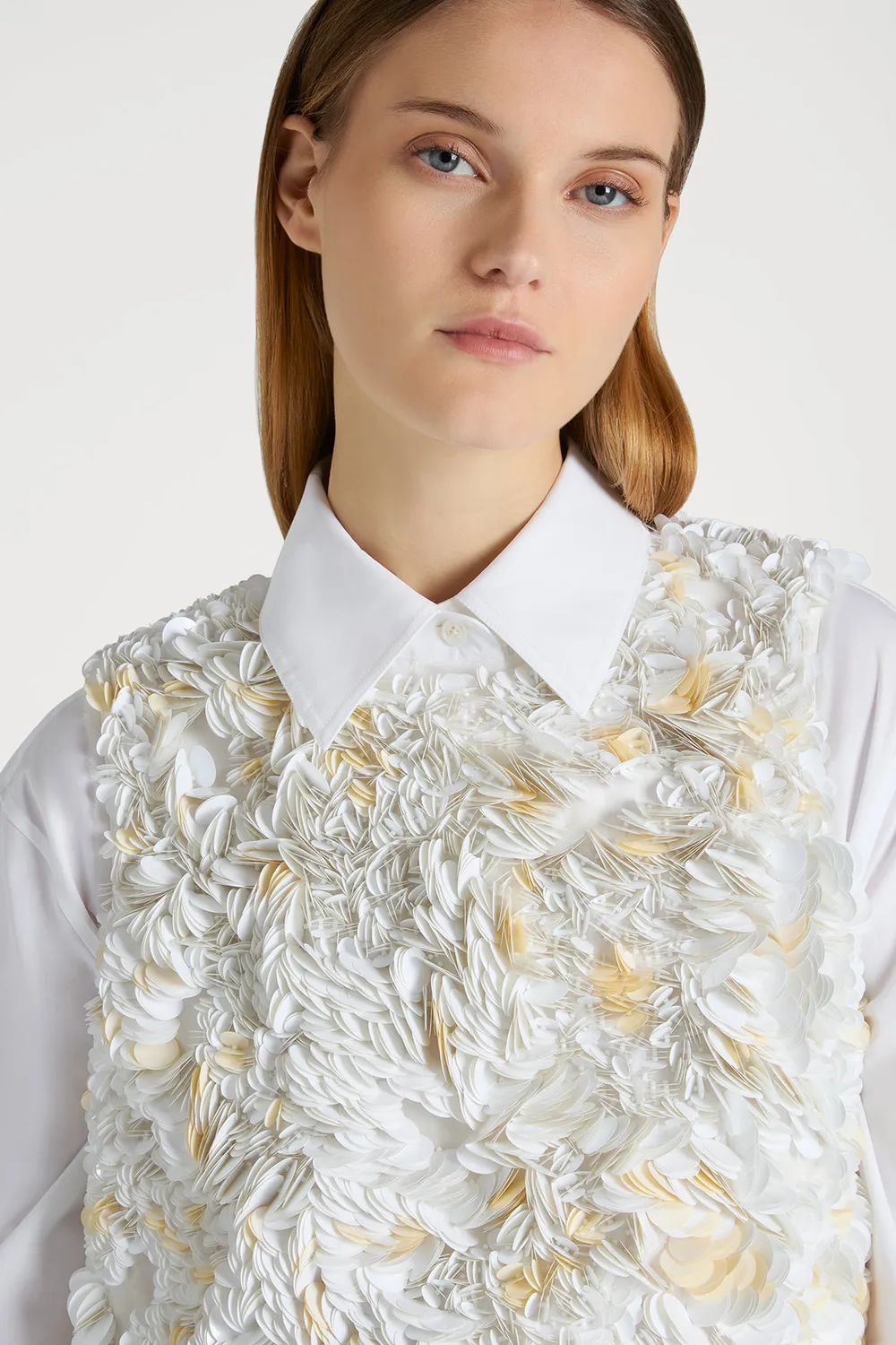 PORTS Glimmer top floreale bianco cropped