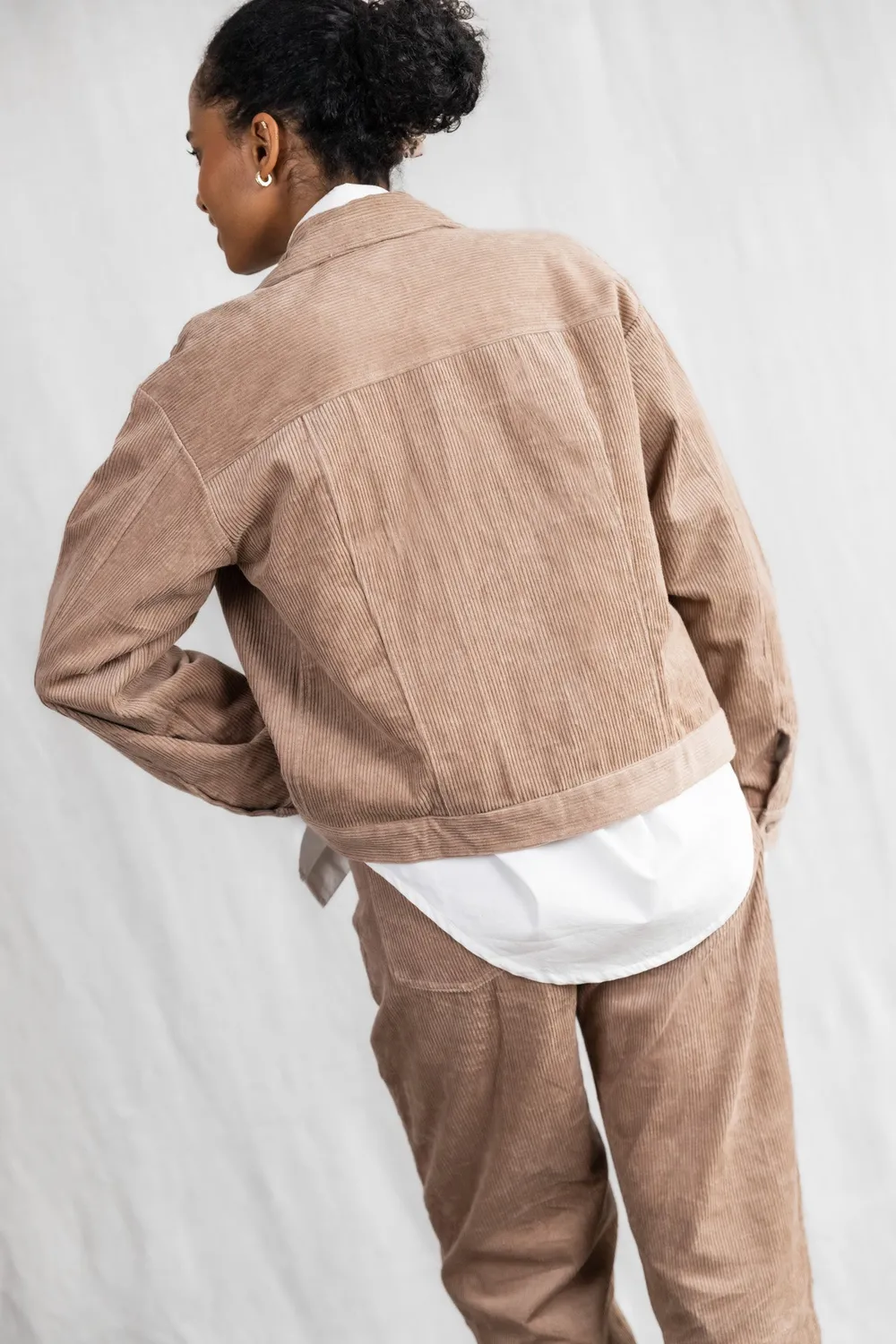 Jyoti Nariyal giacca velluto cotone cappuccino