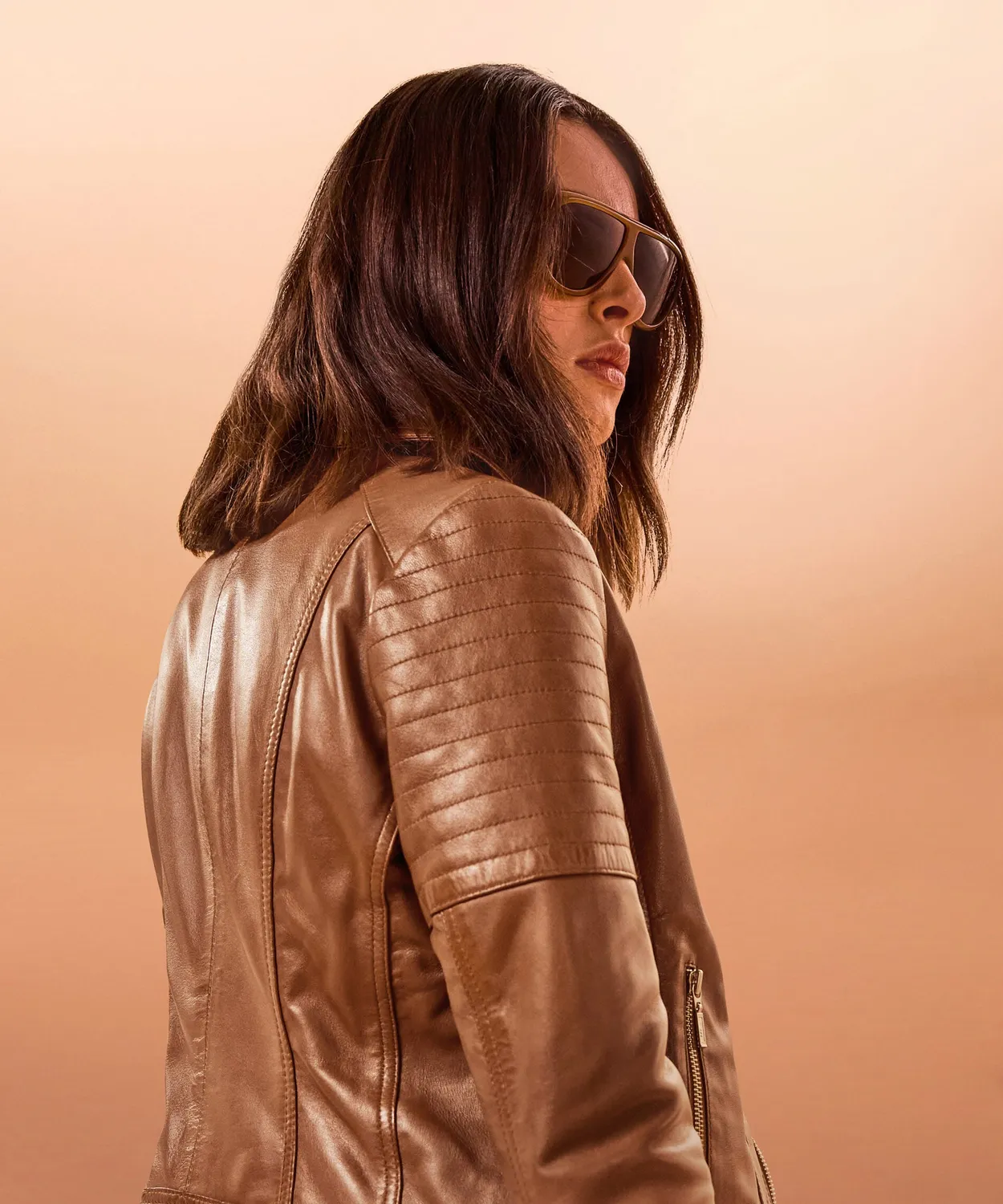 Rodier giacca biker pelle marrone donna