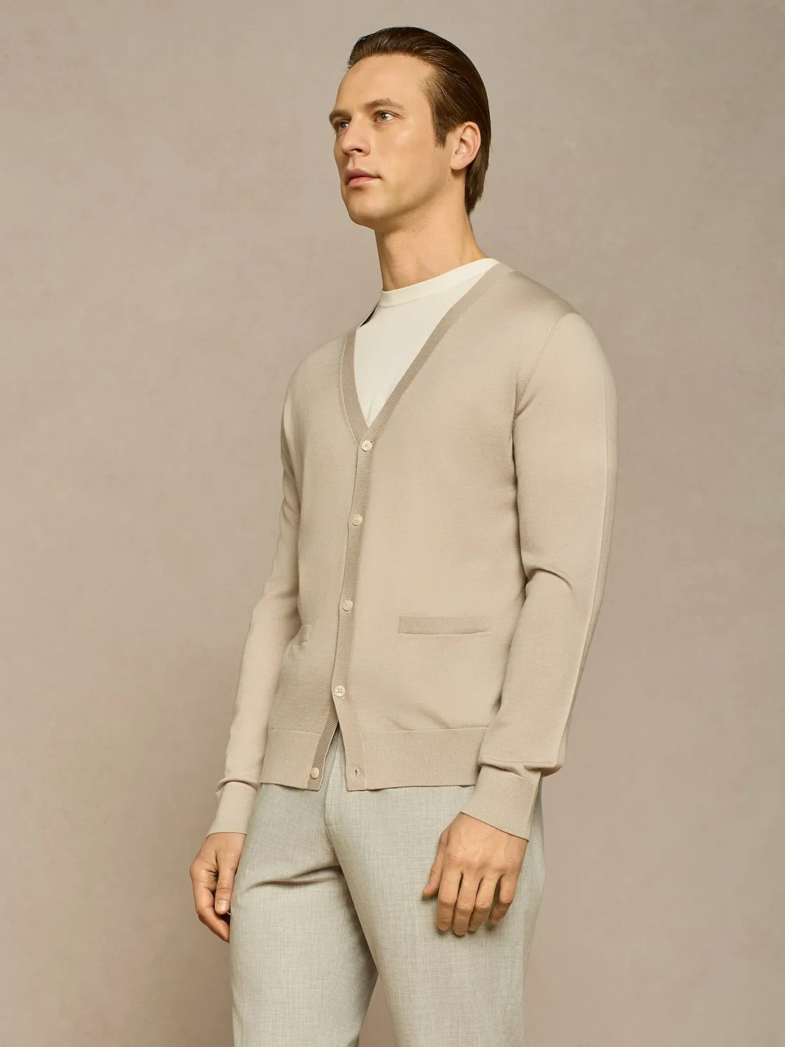 Paul Taylor cardigan maglia misto seta burro bottoni