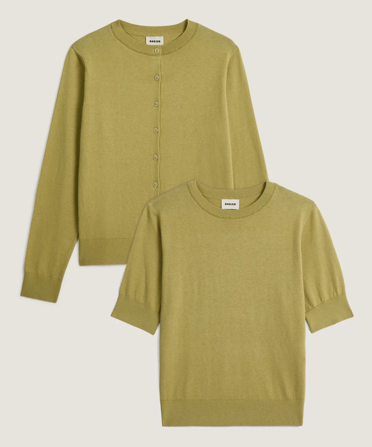 Rodier Twin-Set Cotone Verde Pistacchio Maglia Fine
