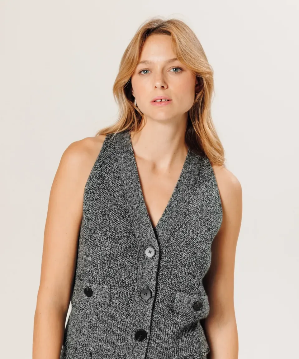 Rodier cardigan gilet lana cashmere grigio