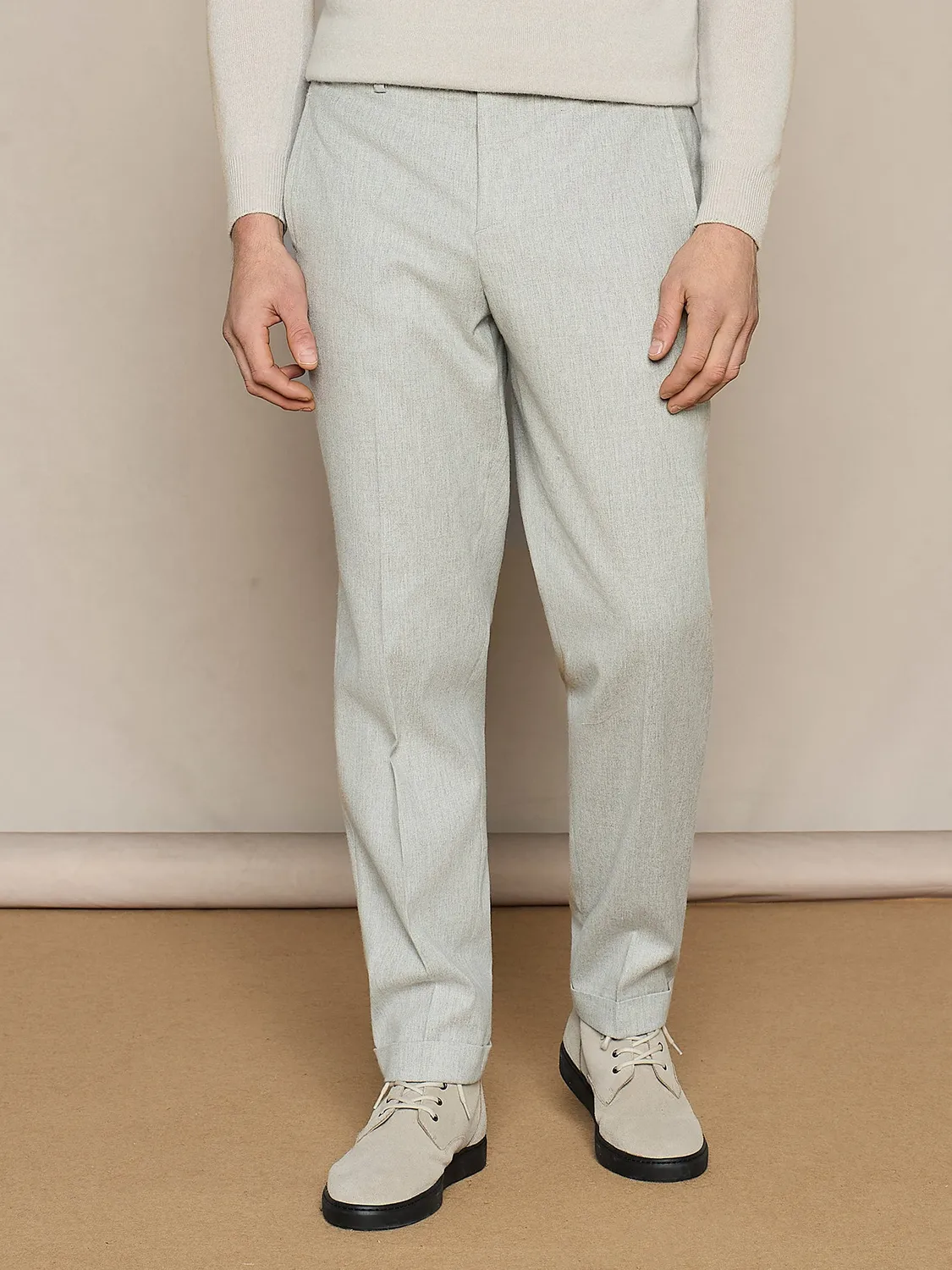 Paul Taylor pantalone flanella grigio wide fit coulisse