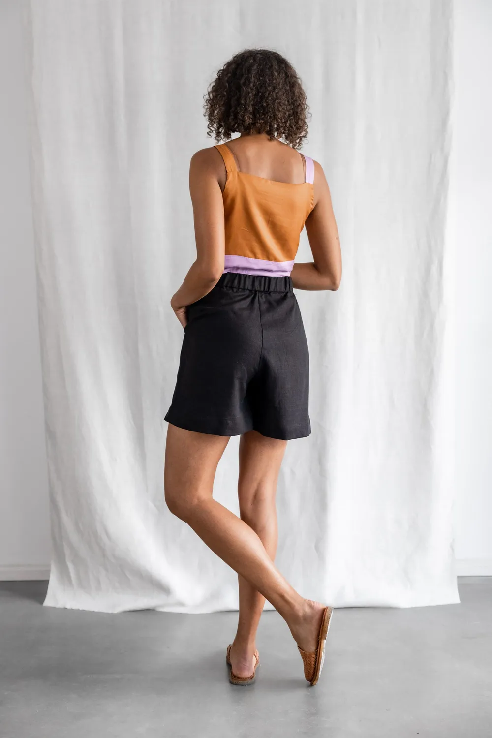 Jyoti Fair Works Sitaar shorts neri cotone elastico donna