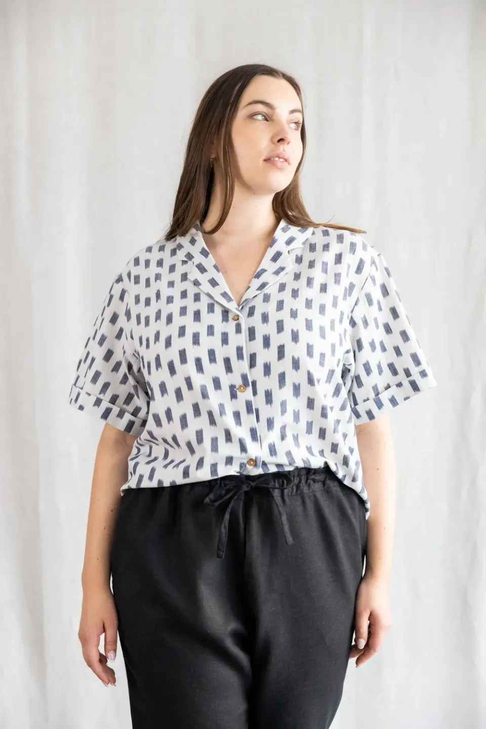 Jyoti Avaani blusa cotone bianco ikat