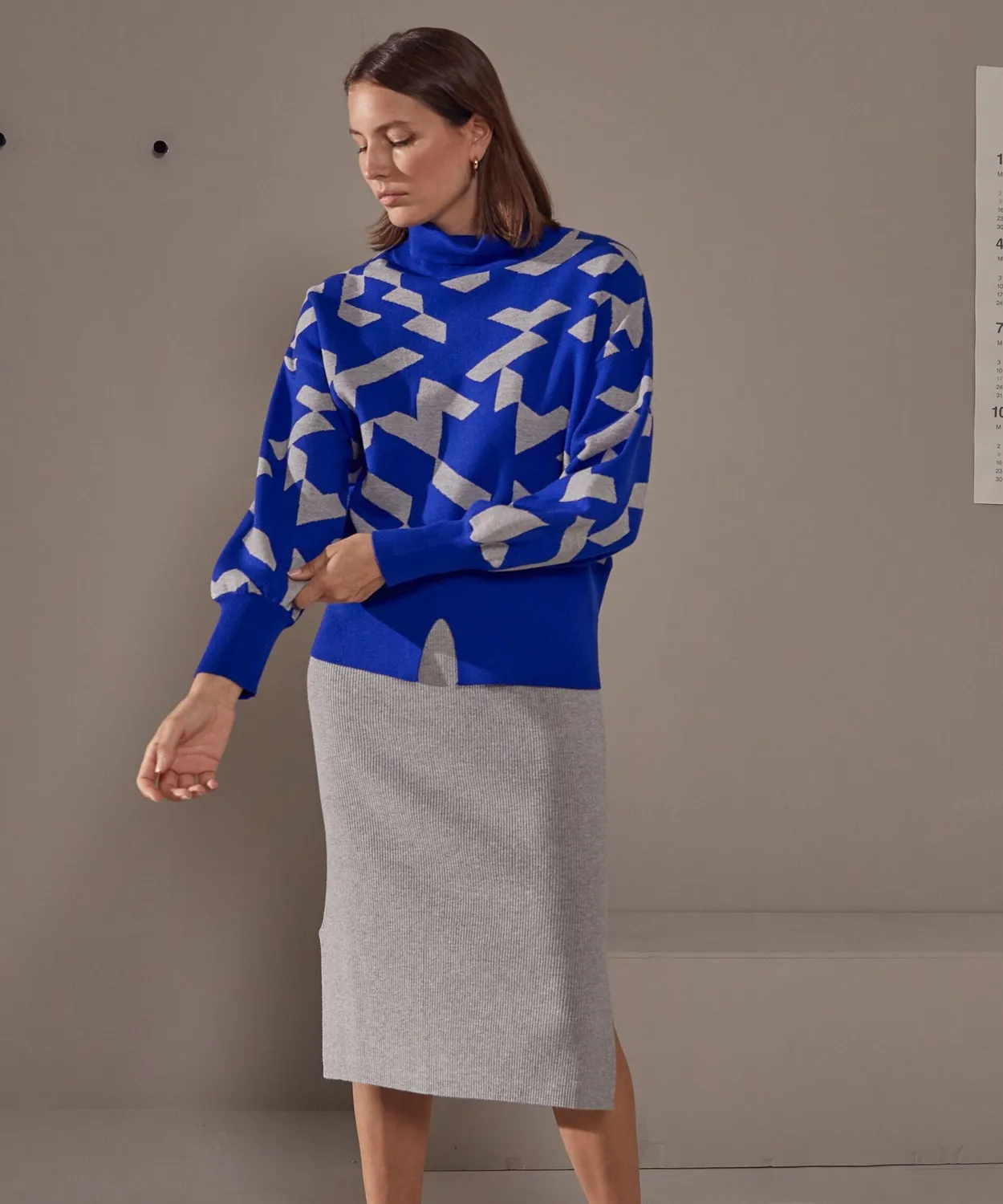 Rodier Dolcevita jacquard maglia blu oltremare