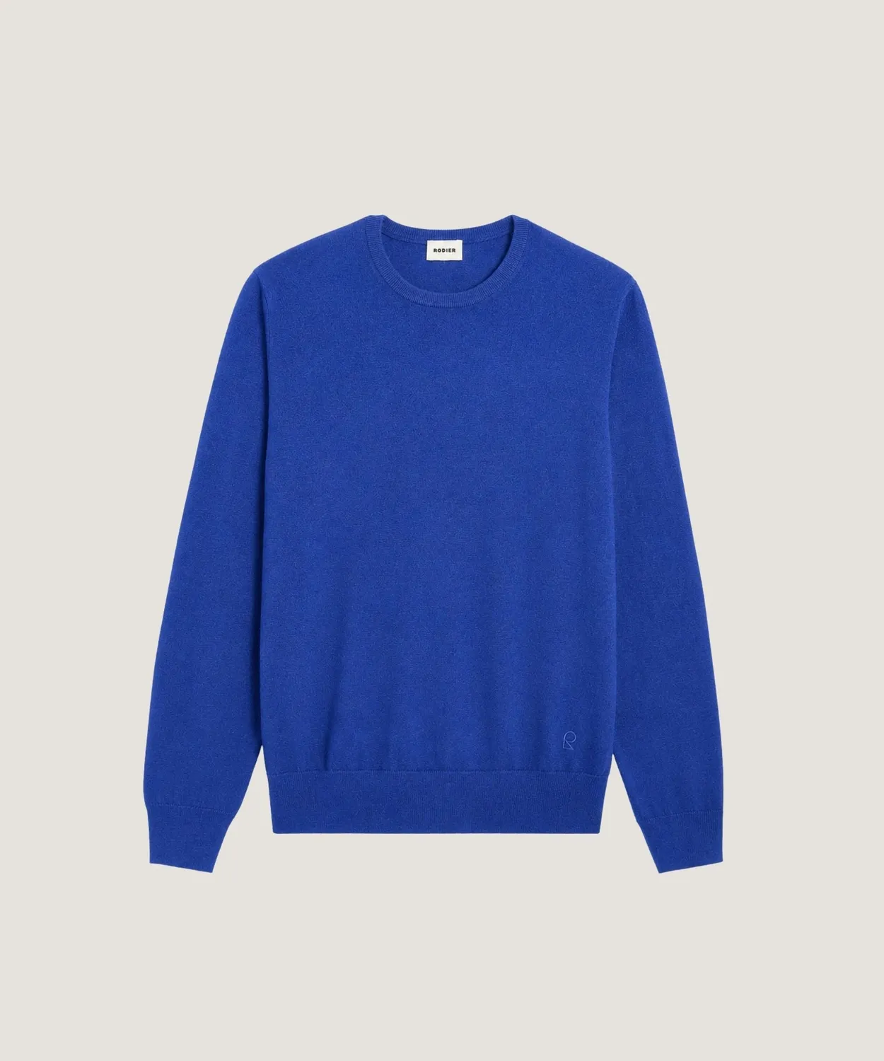 Rodier maglione girocollo uomo lana merino blu azzurro