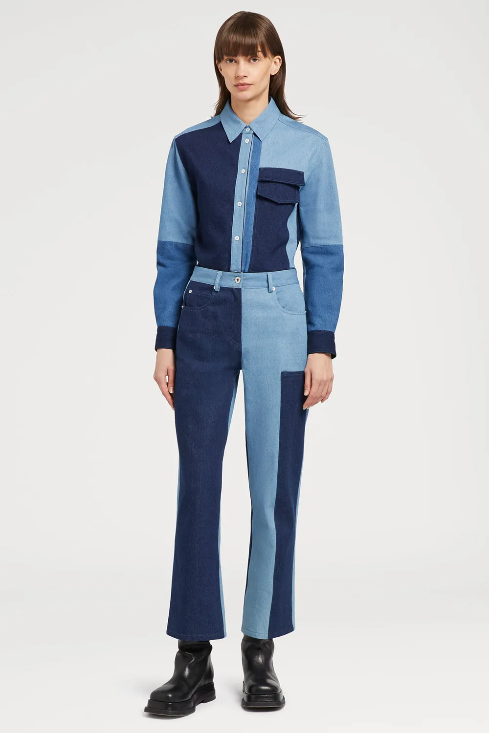 Ports 1961 Two Tone Denim Jeans bicolore cropped