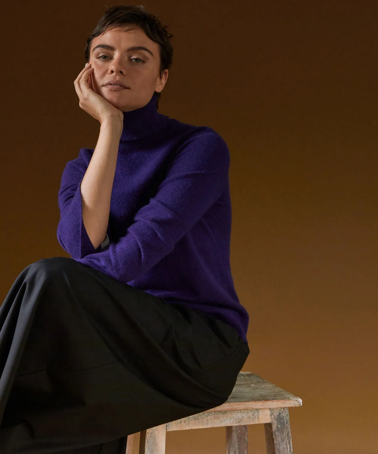 Rodier Maglione Dolcevita in Cashmere Viola Scuro