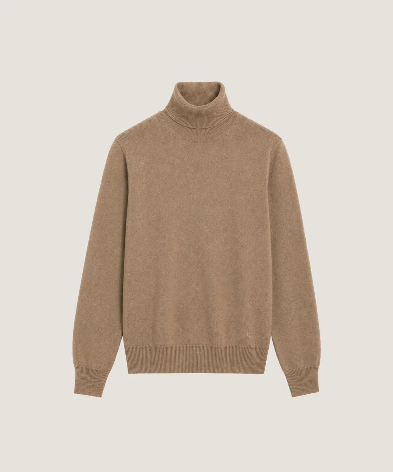 Rodier Maglione Dolcevita in Lana Merino Beige Scuro