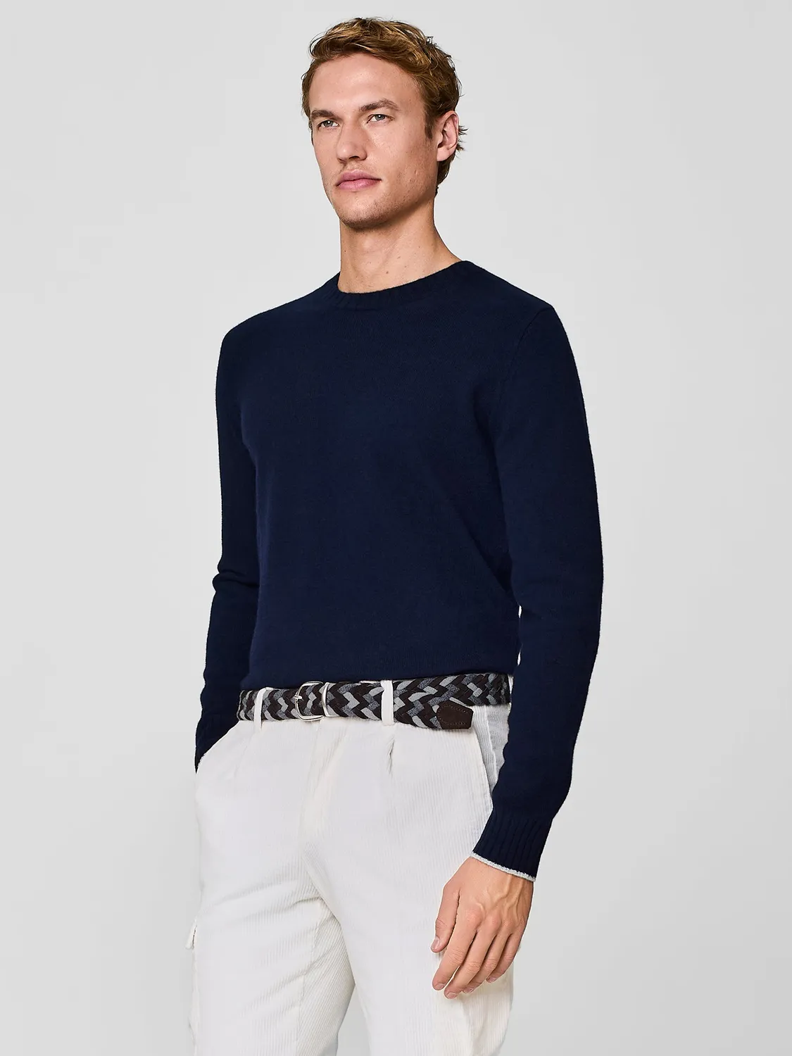 Paul Taylor Girocollo Pura Lana Maglione Blu
