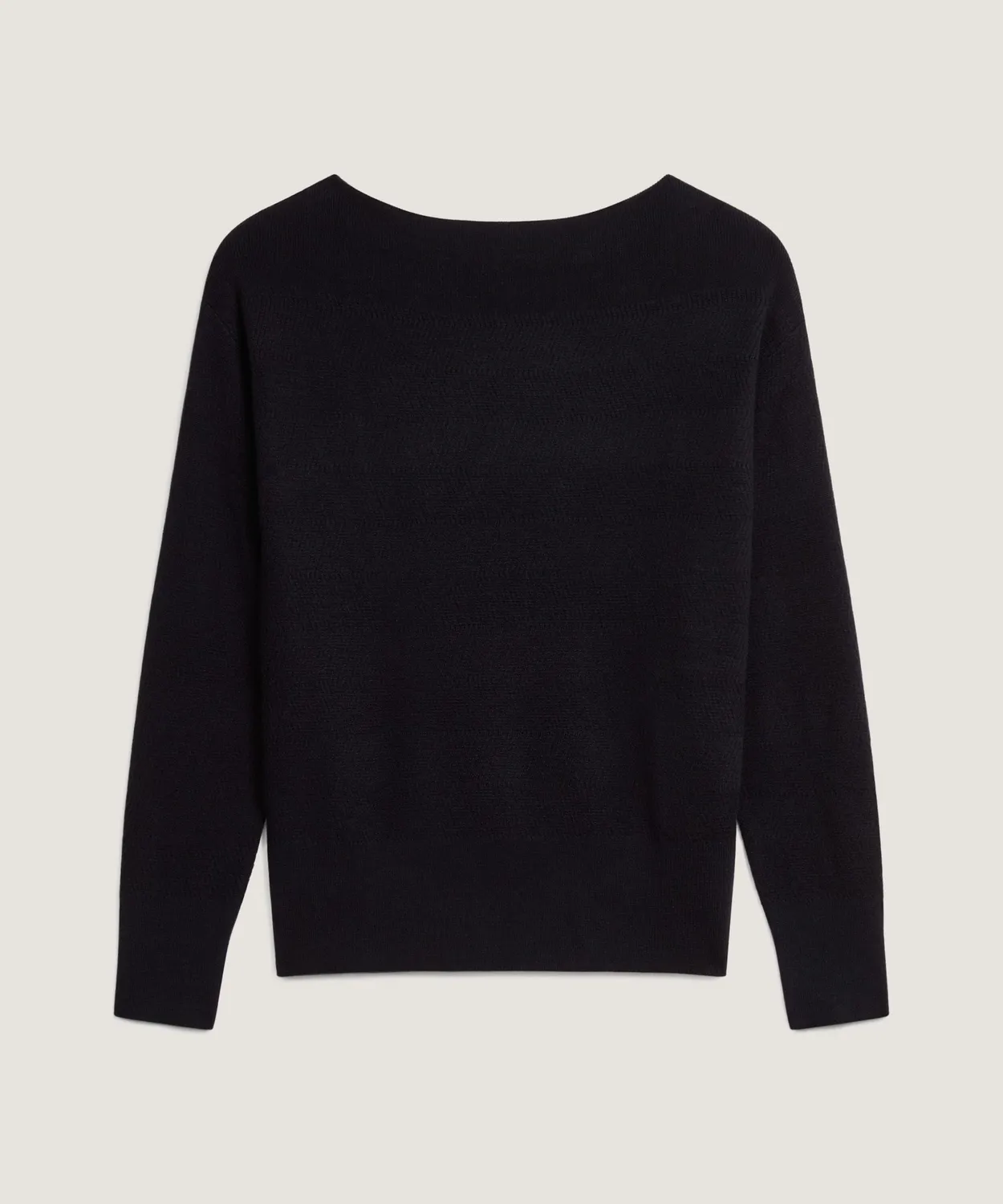 Rodier Maglione Barchetta Lana Merino Nero chevron