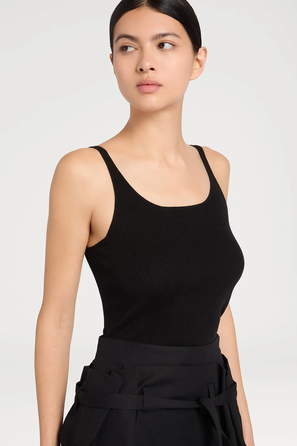 Ports 1961 Ribbed Tank top maglia nera a costine